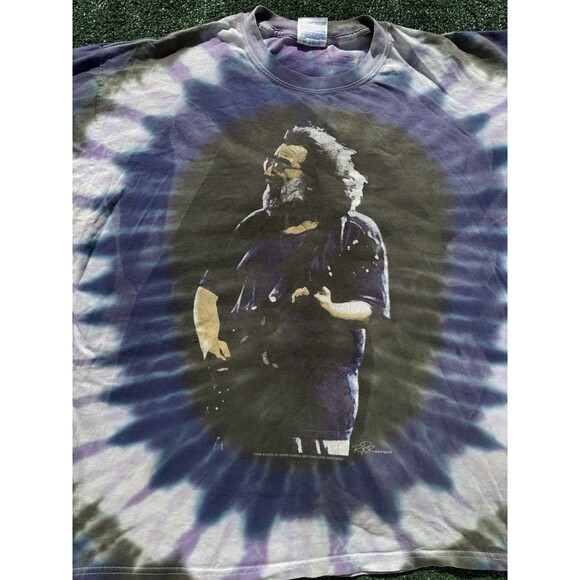 Vintage 1995 Jerry Garcia Purple Tie Dye Size Large T-Shirt XL Grateful Dead - Picture 2 of 13